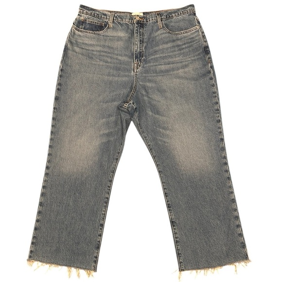 FRAME Denim Le Jane Crop Raw Fray Hem Ultra High Rise Straight Leg Jean NWOT - Picture 4 of 15